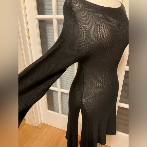 Gabriel.S Dress Black Knitted Asymmetrical With Slit SZ Large - Picture 7 of 12